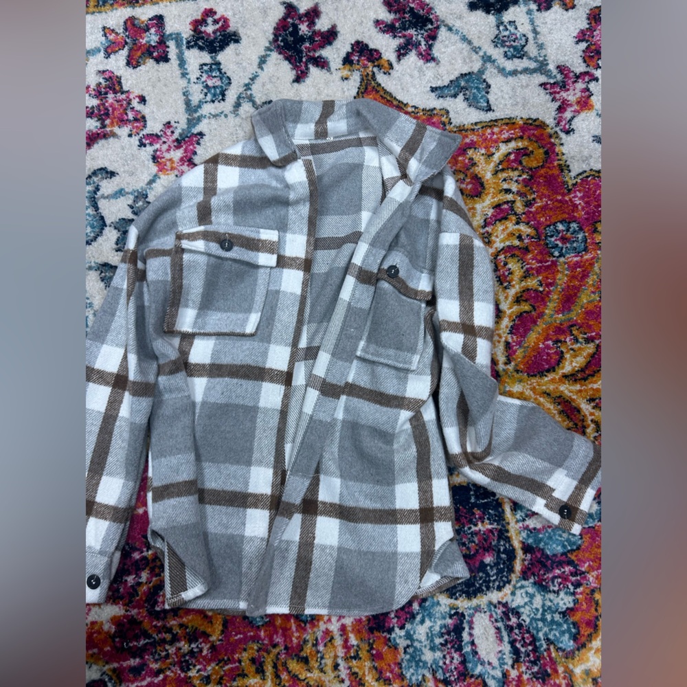 Plaid Flannel Shacket Button Down - image 2